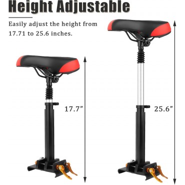 Adjustable Electric Scooter Seat for Adults – Fits 5.5"-6.2" Wide Curved-Edge Scooters, Ergonomic PU Cushion, Sturdy Aluminum Rod, Tool-Free Installation, Height Adjustable, Durable & Comfortable